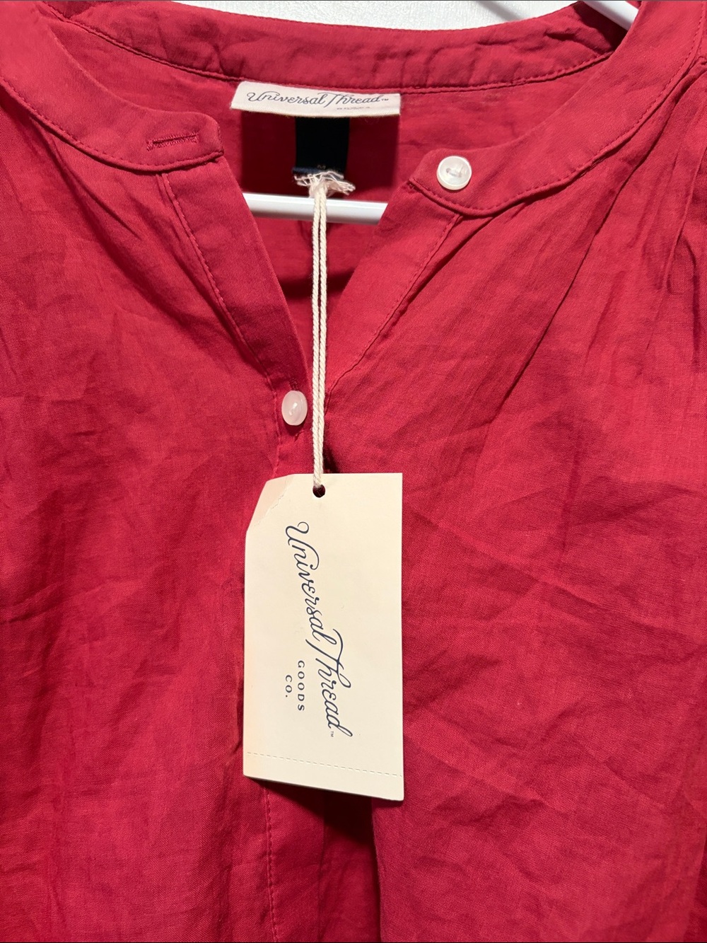 Universal Thread Red Button-Front Peasant Blouse - Picture 3 of 5